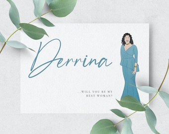 Custom Illustrated Wedding Proposal Card, A5/A6 Personalized Portrait