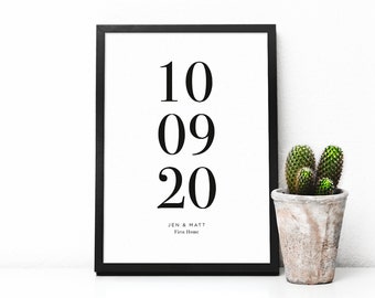 Custom Date Print, With Personalised Special Date, Name and Location