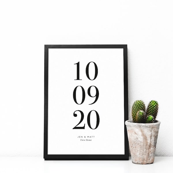 Custom Date Print, With Personalised Special Date, Name and Location
