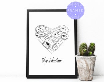 Custom Cruise Passport Stamp Print, Perfect Gift For A Returning Traveller, Framed A4 or 5x7