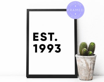 Custom Est. Date Print, With Personalised Date, With A4 or 5x7 Frame