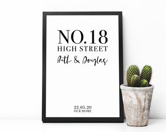 Custom New Home Print, With Personalised Address, Names And Date