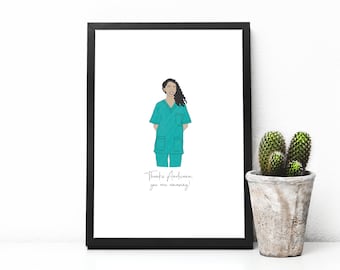 Personalised NHS Staff Illustration With Custom Quote