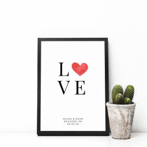 Custom LOVE Print, With Personalised Names And Date