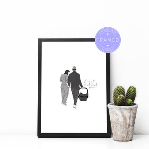 Personalised New Baby Illustration With Custom Quote, Framed A4 or 5x7