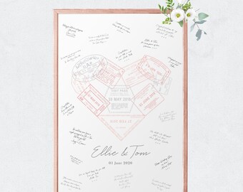 Passport Stamp Wedding Guest Book Poster, Digital Only
