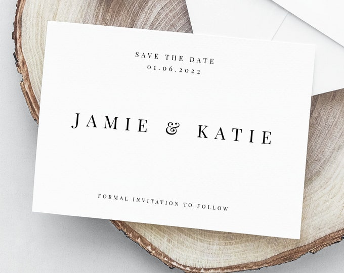 Save The Date Invitation Templett TemplateSimple Save The DatePrintable A6Black and White Save the DateClassical Wedding Template