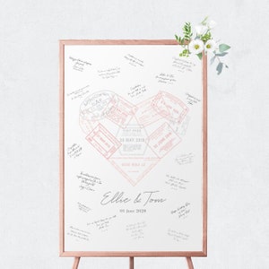 Passport Stempel Hochzeit Gästebuch Poster, nur digital