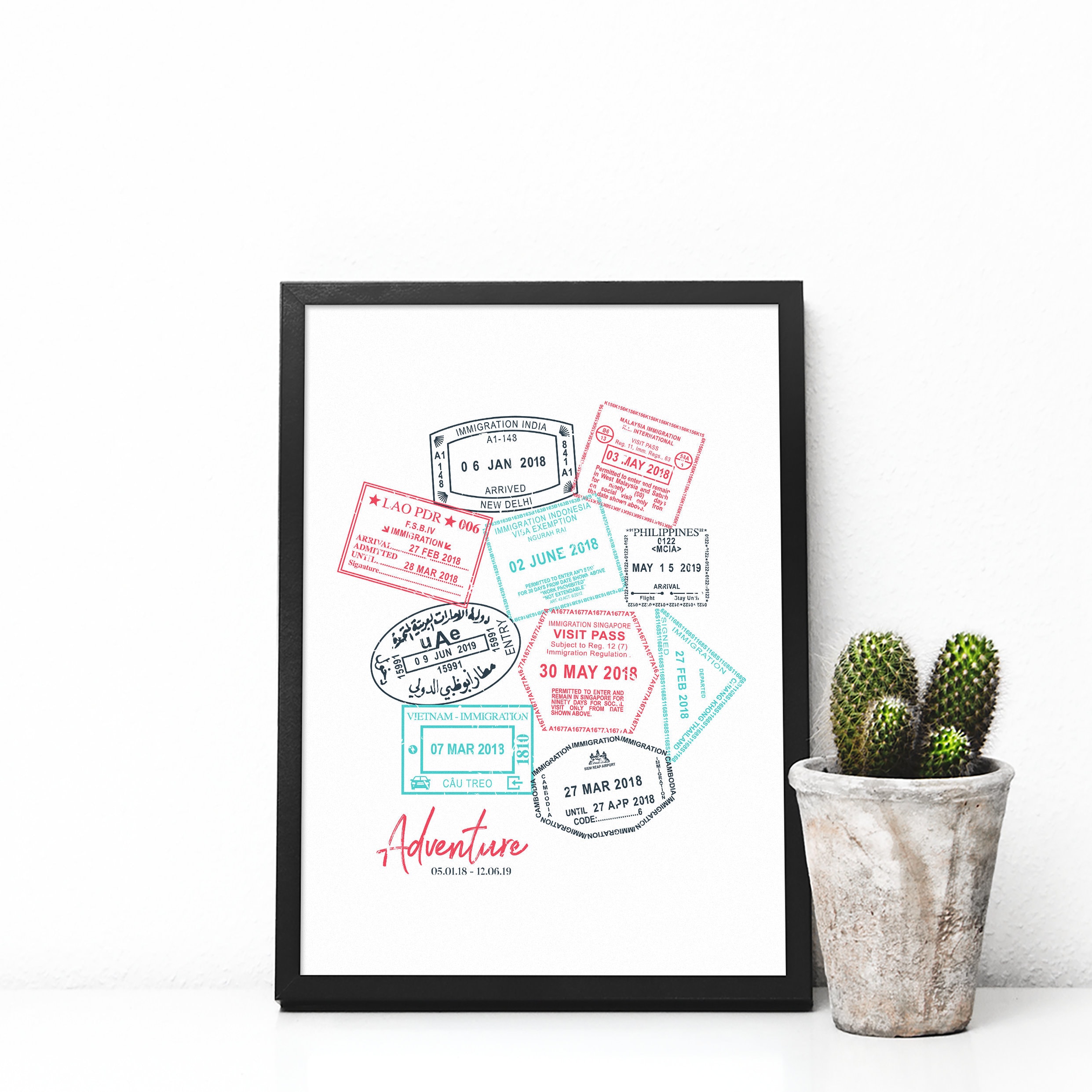 Passport Stamps Vinyl Waterproof Decal - 5 Inch Weatherproof Sticker For Cars, Laptops & Windows