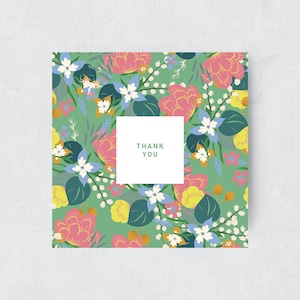 Tarjeta de felicitación de flores de agradecimiento, con sobre blanco