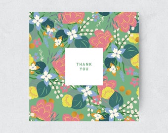 Thank You Flower Greeting Card, With White Envelope