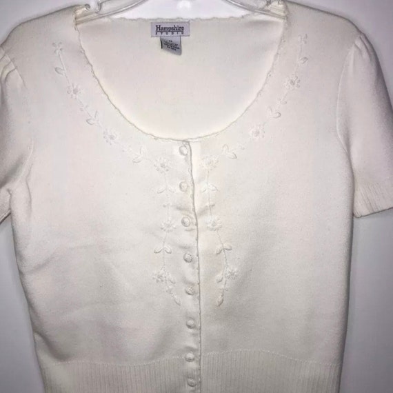 Vintage short sleeve button embroidered cardigan - image 2