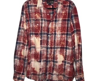 Old Navy upcycled bleached flannel shirt