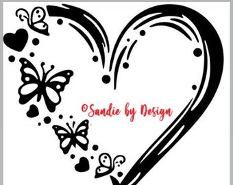 Hearts And Flowers Drawings Etsy