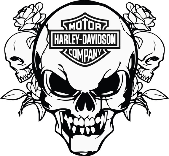 HD Skull Roses, SVG, Cráneo Biker