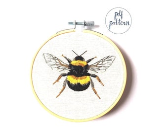 PDF Bumble Bee Embroidery Pattern and Instructions Downloadable