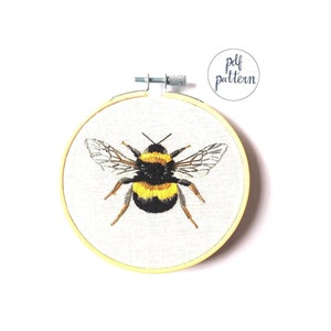PDF Bumble Bee Embroidery Pattern and Instructions Downloadable