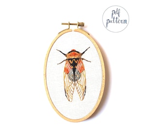 PDF Cicada Embroidery Pattern and Instructions Downloadable Cicada