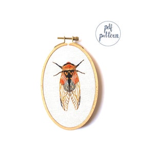 PDF Cicada Embroidery Pattern and Instructions Downloadable Cicada