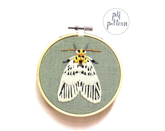 PDF Moth Embroidery Pattern and Instructions Footman Moth Downloadable