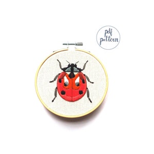 PDF LadyBug Embroidery Pattern and Instructions Downloadable Sewing Pattern