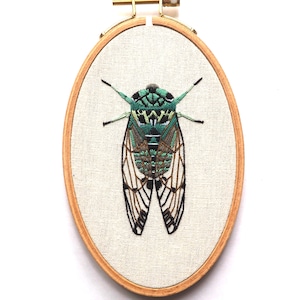 PDF Green Cicada Embroidery Pattern and Instructions Downloadable Sewing Pattern image 2