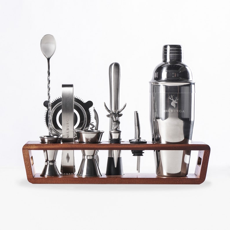 Professional 12Piece Bartender Kit With Unique Stag Bottle Etsy