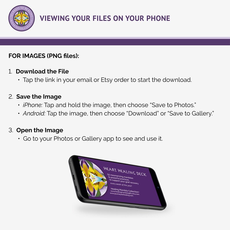 Digital grief affirmation cards displayed on a smartphone screen, illustrating how this instant download can provide comfort and healing on the go.