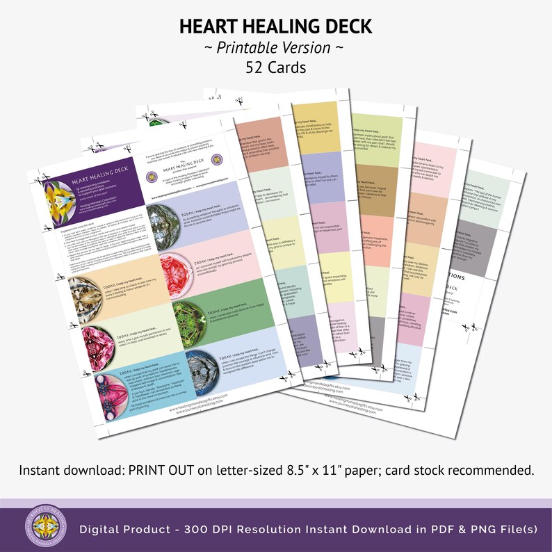 Hand drawn set of printable affirmation cards with added texture background about their grief for printing.