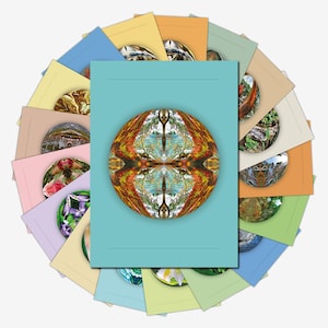 Paquete de tarjetas de felicitación con mandalas para imprimir para cualquier ocasión, inspiradas en la naturaleza digital, 3 juegos de imágenes inspiradoras, imágenes de la tierra, las flores y el bosque