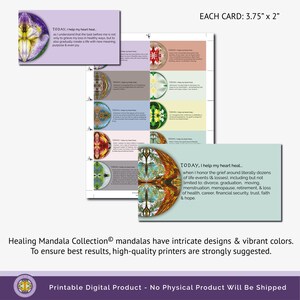 Close-up of a Heart Healing Grief Deck card, showcasing soothing mandala artwork and an affirmation to help with loss, grief, and emotional healing.