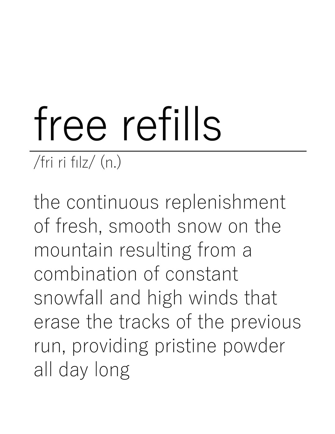 Free Refills Definition Printable Skiing & Snowboarding Wall Etsy