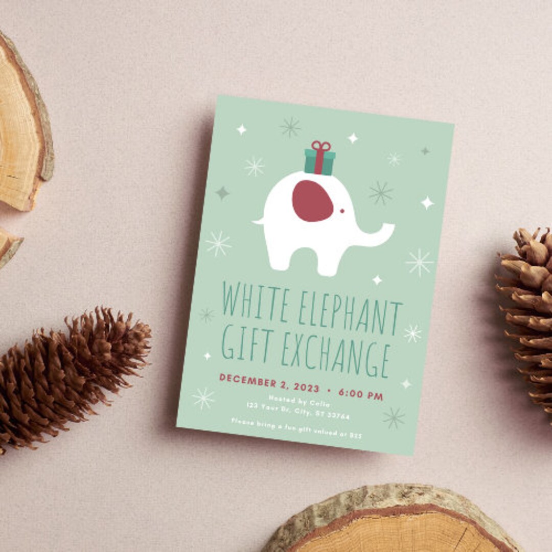 White Elephant Christmas Party Invitation Etsy