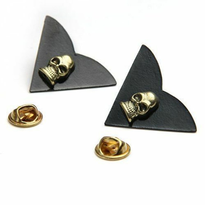 NEW Skull Collar Suit Clip Gold Shirt Pin Stud Jewelry Punk Brooch 1 Pair Set