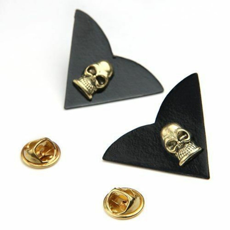 NEW Skull Collar Suit Clip Gold Shirt Pin Stud Jewelry Punk Brooch 1 Pair Set