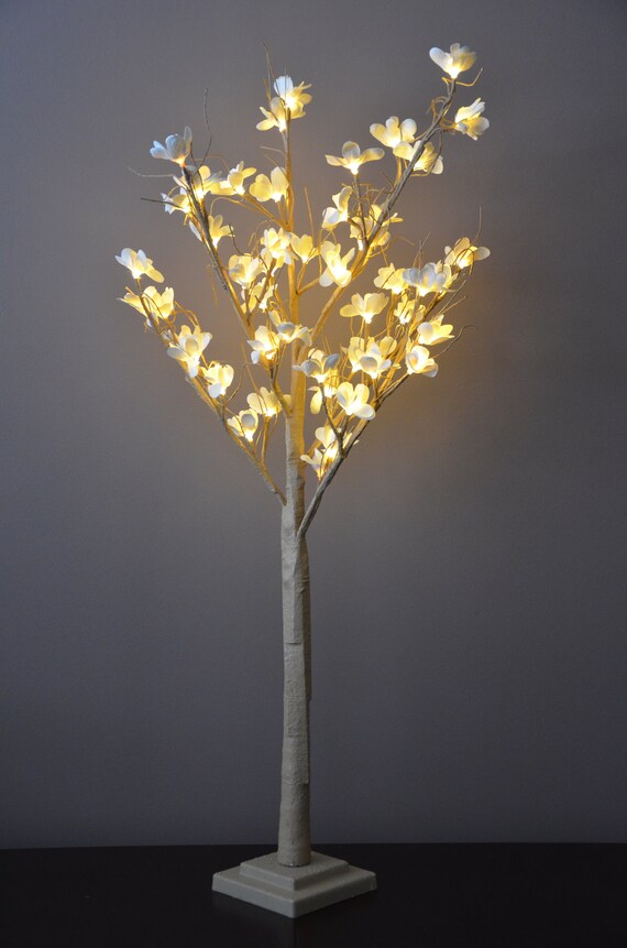 Decorative Indoor Pre Lit Tree White Flower Etsy