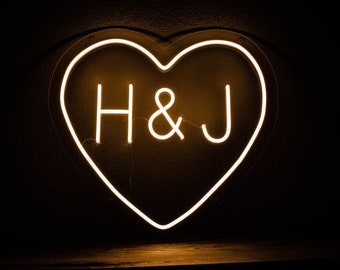 Bride and Groom Initials Custom Neon Sign for Wedding, Office and Home