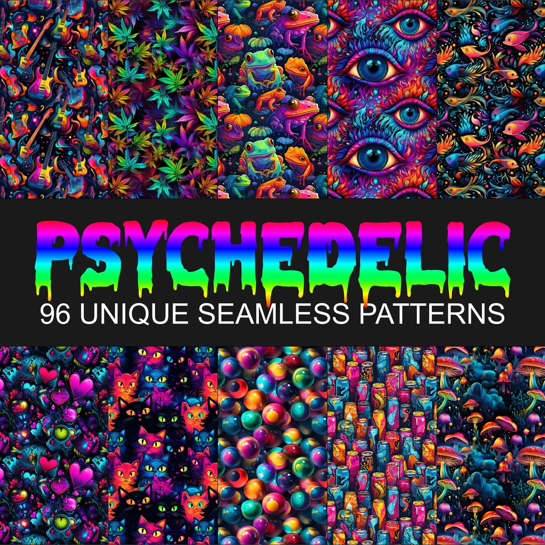 Printable Psychedelic Pattern Psychedelic Color Seamless Digital Paper Seamless Pattern Repeating ...