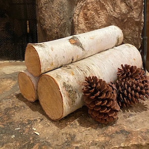 Wilson Set of 3 Large Birch Fireplace Logs (3.5 - 5.5 Diameter x 17”- 18  Long)