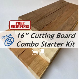 3/4" x 2" x 16" (18-pk) Combo Grade B Cutting or Charcuterie Board DIY Starter Kit! 6 Walnut, 6 Cherry, 6 Maple - Free Shipping!