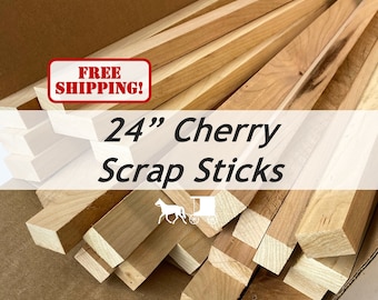 24" Cherry Scrap Wood (3/4" x .75-2.5" x 24") - Great for Crafting or DIY Cutting and Charcuterie Boards - Free Shipping!