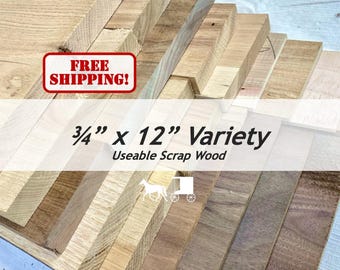 Boards: 12" x 3 to 8" Variety (Maple, Cherry, Walnut) Wood - Useable Scrap Wood - Cut Off Lumber