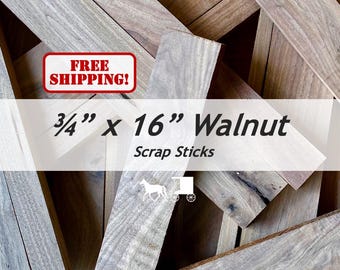 3/4&quot; x 16&quot; Walnut - Useable Scrap Sticks Wood Boards - for Woodworking, Crafting, DIY, and More - Free Shipping