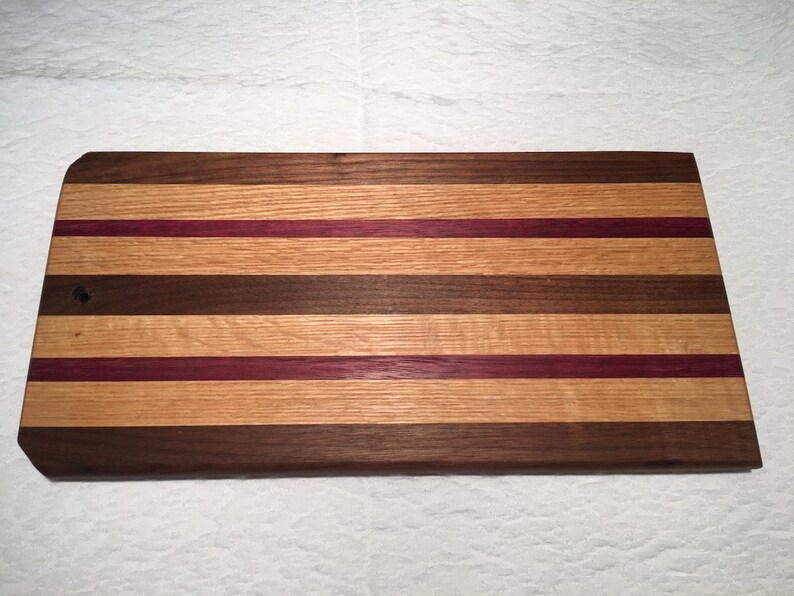 Amish-made Cutting Board Striped with Red Oak Walnut and ...
