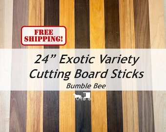 Cutting Board Sticks: 24" Exotic Variety (10-Pack) Osage Orange, Peruvian Walnut, Canarywood