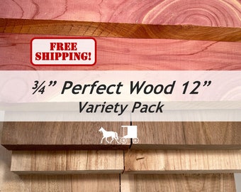 3/4" Box of Perfect Wood Boards 12" Long - Variety Species - Walnut, Cherry, Maple, Oak, Cedar, Pine, and More - Not Scrap! Free Shipping!!