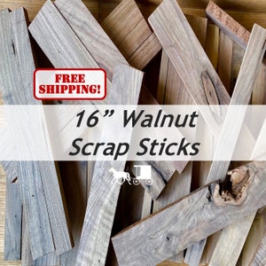 16" Black Walnut Wood Scrap Sticks (3/4" x .75-2.5" x 16") - Great for crafting or DIY Cutting and Charcuterie Boards - Free Shipping!