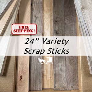 24" Variety Maple, Cherry, Walnut, Scrap Wood (3/4" x .75-2.5" x 24") - Great for Crafting, DIY Cutting /Charcuterie Boards - Free Shipping!