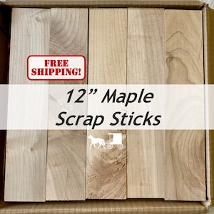 12" Maple Scrap Wood (3/4" x .75-2.5" x 12") - Great for Crafting or DIY Cutting Boards - Free Shipping!