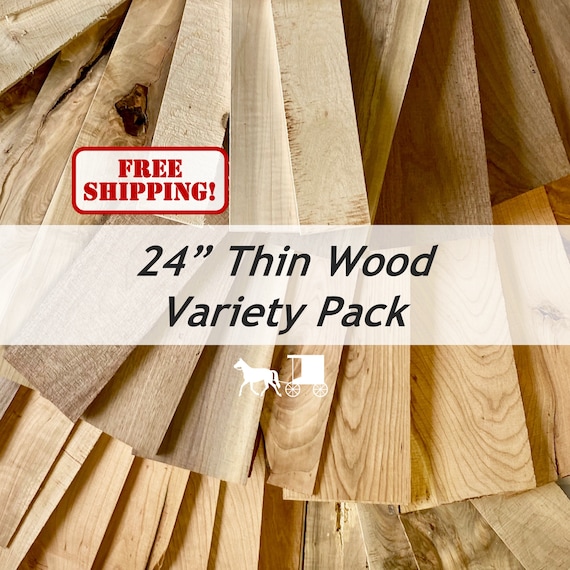 24 Thin Wood Variety Box about 1/8 5/8 Thick X Varying Widths and Species X  24 Good for Lasering, Scrollsawing, Cricuit, and Crafts -  Hong Kong